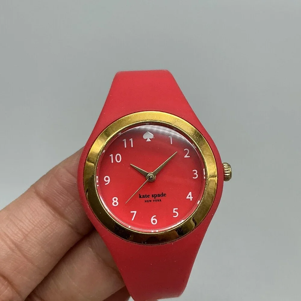 Kate Spade Live Colorfully Womens Watch 30mm Red Dial Gold Tone 0762 New Battery